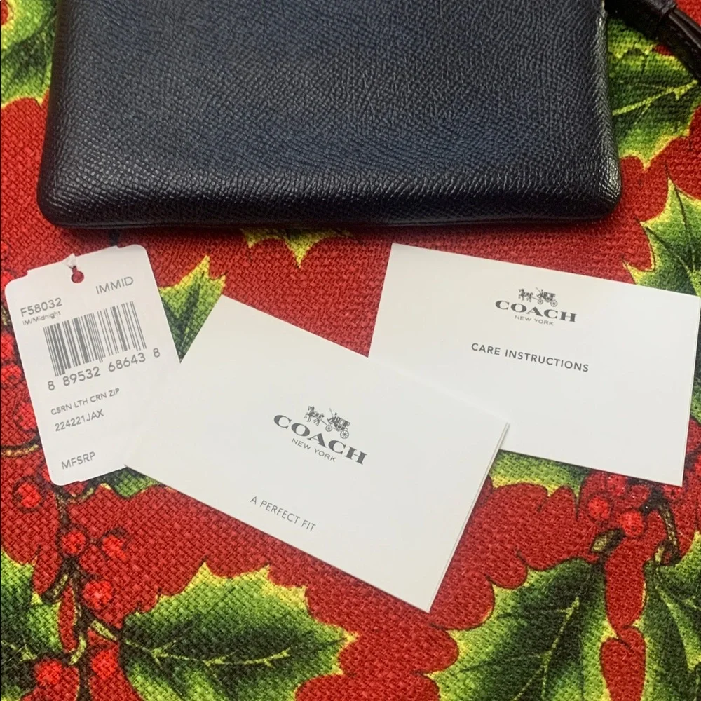 Coach ford blue midnight Leather Wristlet